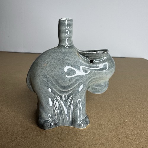 Vintage Nussbraun Grau Grau Glasiert Elefant Torten Trichter Entlüftung Made In England 1950er Rarität - Bild 2 von 6