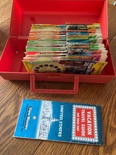 Large Lot Viewmaster Projector, 2 Viewers, Red Reels Case, 25 reels  packages