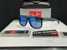 Ray-Ban Justin Sunglasses Black with Blue Flash Lenses RB4165 Polarized