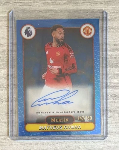 2026 Topps Merlin Chrome Premier League Blue Refractor Matheus Cunha /150 AUTO
