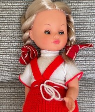 Bambola Minifon Vintage con occhi azzurri e trecce bionde - Made In Italy Altezza 52 cm