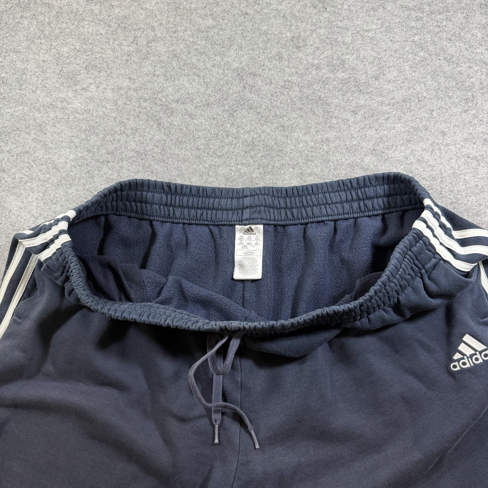 Adidas Joggers Mens 3XLT Navy Blue Fleece Heavyweight Embroidered 3 Stripe Pants thumbnail 5