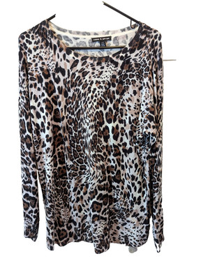 Cable & Gauge Women s size L Leopard Print LS lightweight sweater Top P1521