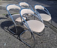 Mid Century Chrome Cantilever Chairs X 4 Mayer Sitzmöbel Not Cesca