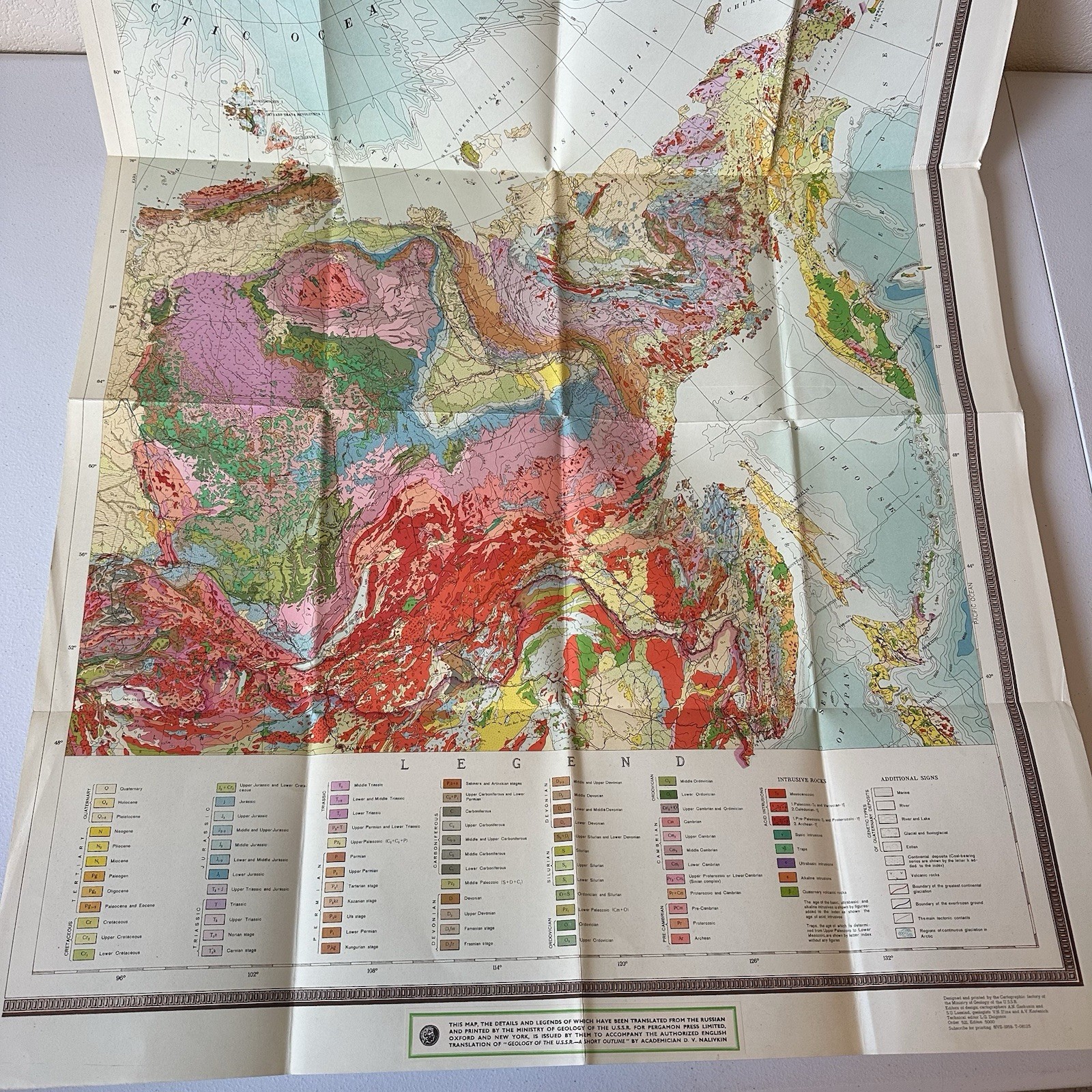 Vintage Collectors The Geological Map of the U.S.S.R. 1957 2 Piece Set Foldable