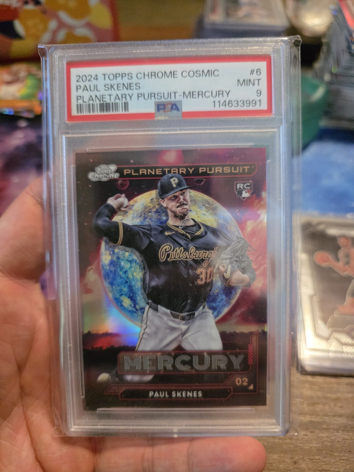2024 Topps Chrome Cosmic #PPM-6 Paul Skenes Planetary Pursuit Mercury RC PSA 9