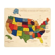 USA Map Wooden Jigsaw Puzzle for Kids  44 Puzzle Pieces  Learning  Educati...