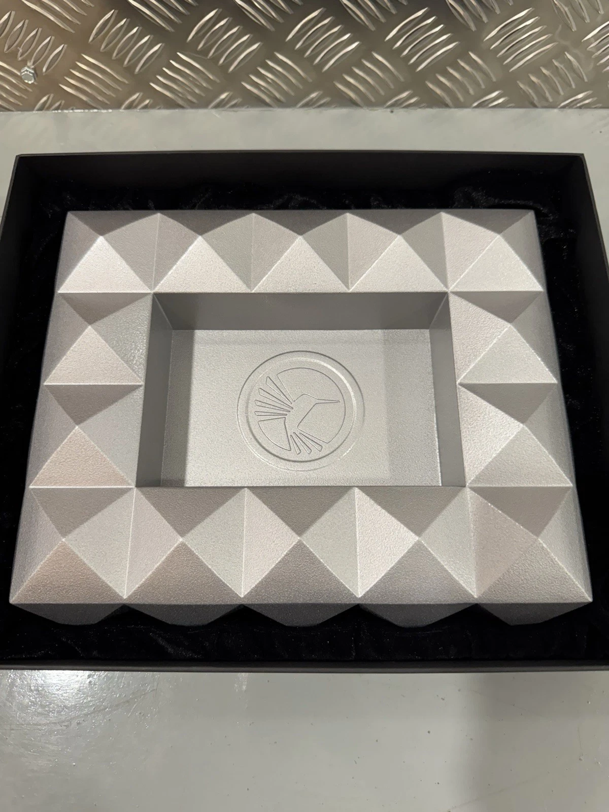 Colibri Quasar Cigar Ashtray Metallic Silver 10x8x2” Brand New In Box 7