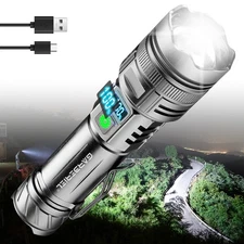 5000000lm LED Super Bright Tactical Flashlight USB ZOOM Rechargeable Flash Light