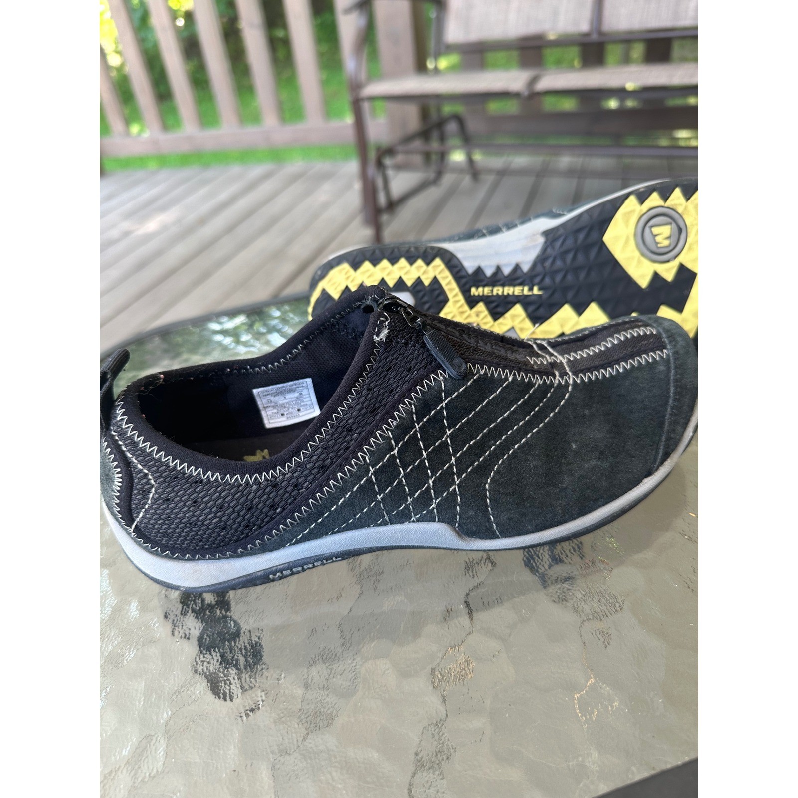 Scarpe da passeggio Merrell Lorelei in pelle con zip nere comode da donna taglia 7 5