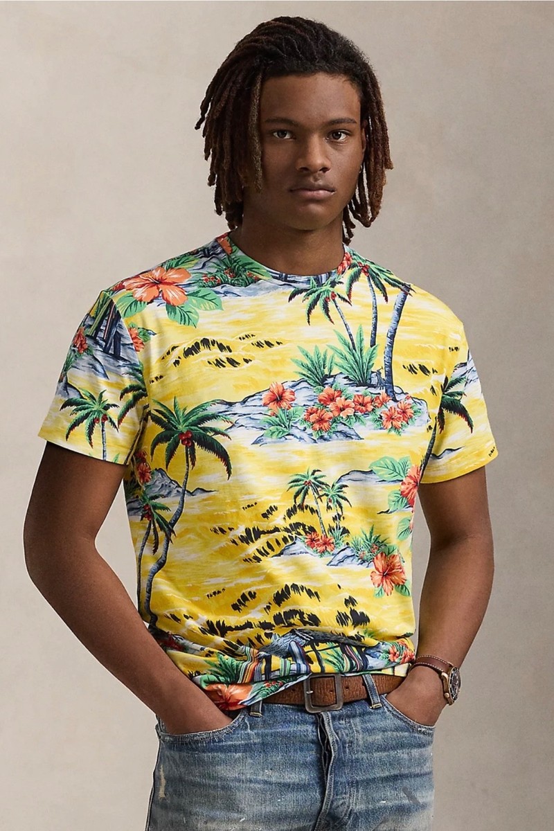 Polo Ralph Lauren Big Tall Yellow TROPICAL BEACH HUT SCENE  display picture 3