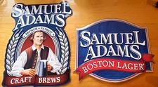 Lot of (2) Samuel Adams Beer Embossed Thin Metal Signs - MIDSIZE