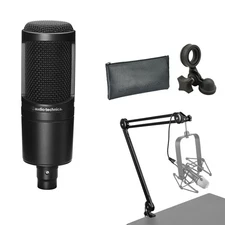 Audio-Technica AT2020 Cardioid Condenser Microphone, Bundle with Broadcast Arm w
