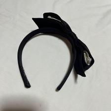 CHANEL black big ribbon Hairband Headband Hai...