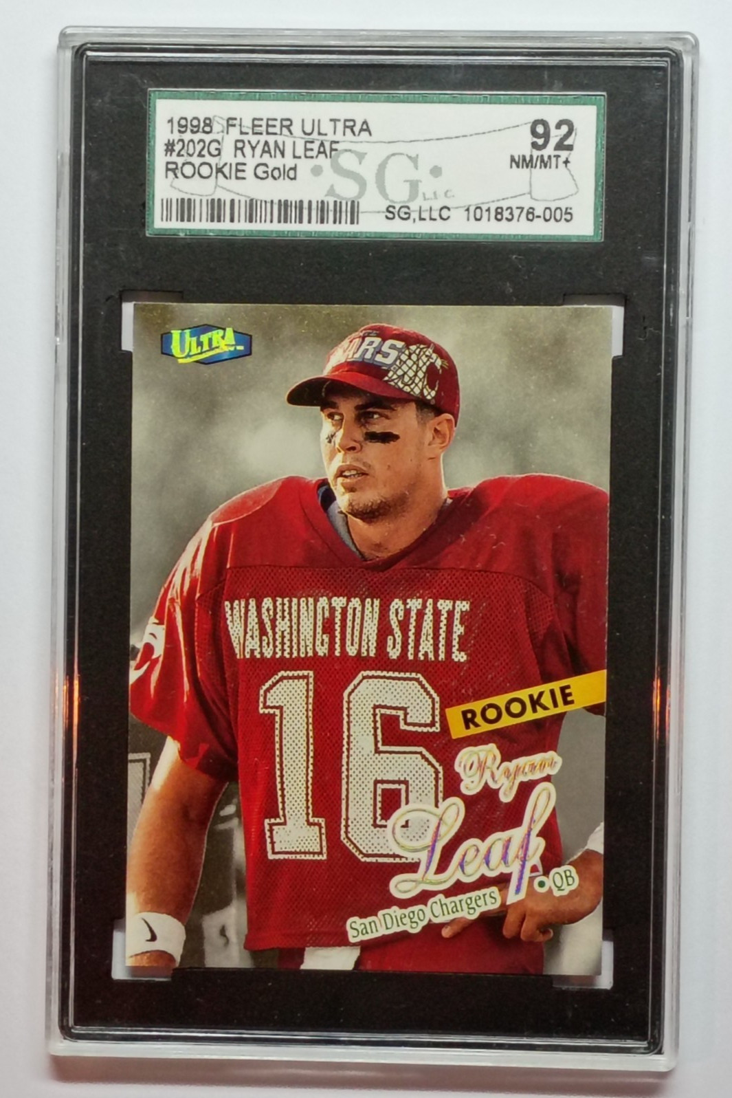 1998 Fleer Ultra Gold Medallion #202G RYAN LEAF Rookie Gold SGC 92 NM/MT+