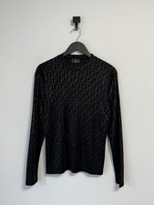 Fendi Zucca FF Monogram 100 Silk Long Sleeve Top Luxury