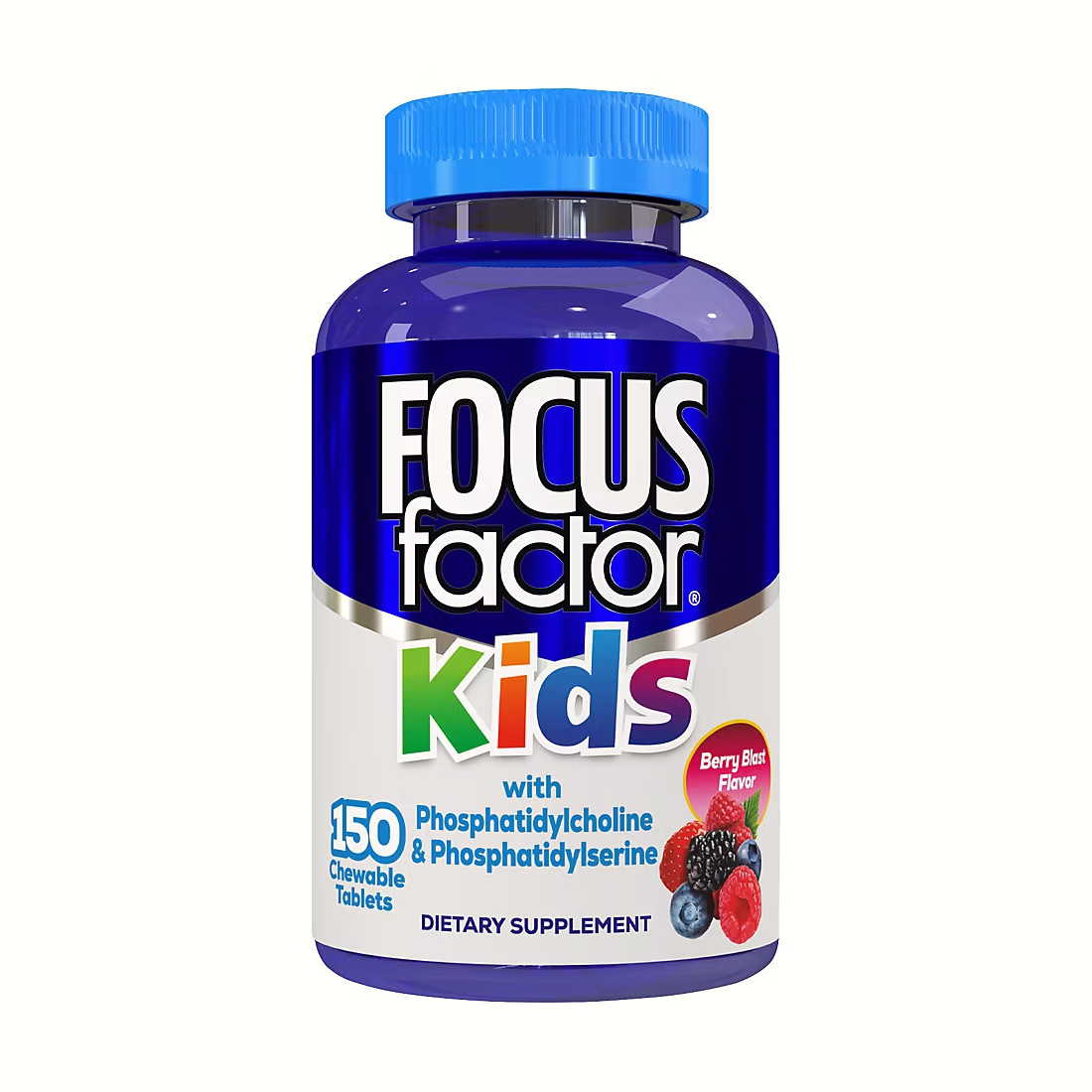 Focus Factor Kids Brain Health Supplement, Chewable Tablets Berry Blast Flavor, 