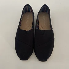 TOMS Classic Canvas Loafers, Women's Size 8 , Black 