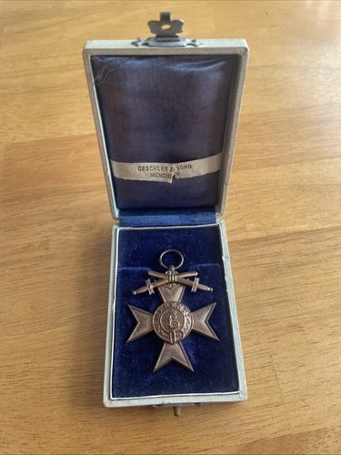 German Bavarian Military War Merit Cross 3rd Class Swords Merenti 1866 Box WW1