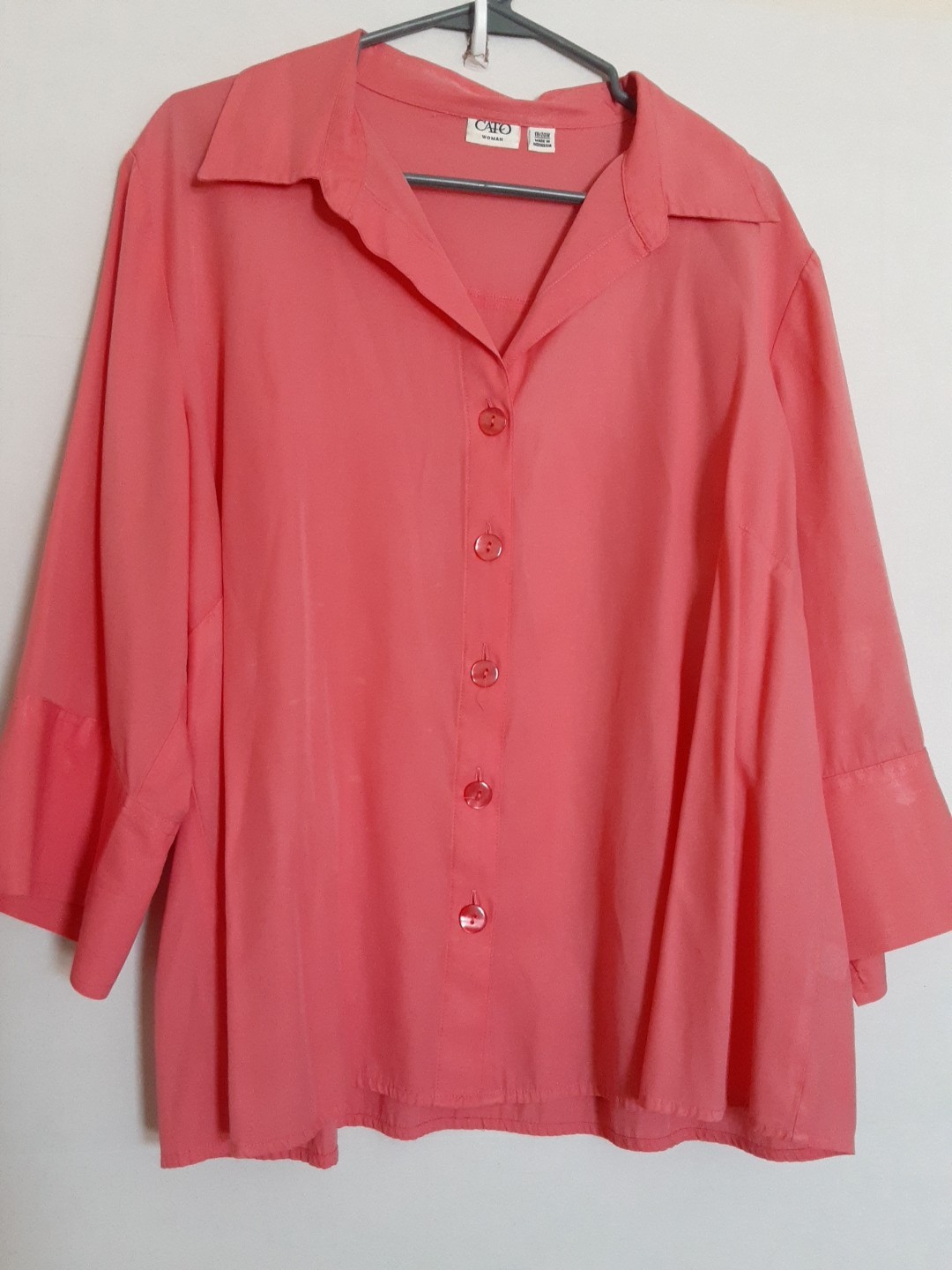 Cato Button Up Coral Top Size 18/20
