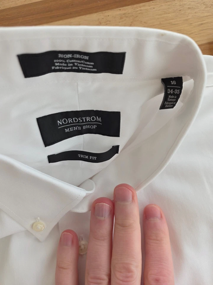 Lote de 2 camisas de vestir Nordstrom Smart Care, 16-34/35, ajuste ajustado Foto 2 de 3