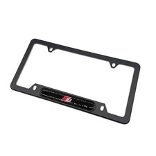 Audi S Line Black License Plate Frame With Red Silver S Logo Audi S Line Black License Plate Frame With Red Silver S Logo