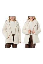 IMAN Global Chic Women's Reversible Faux Fur/Quilted Jacket Oatmeal