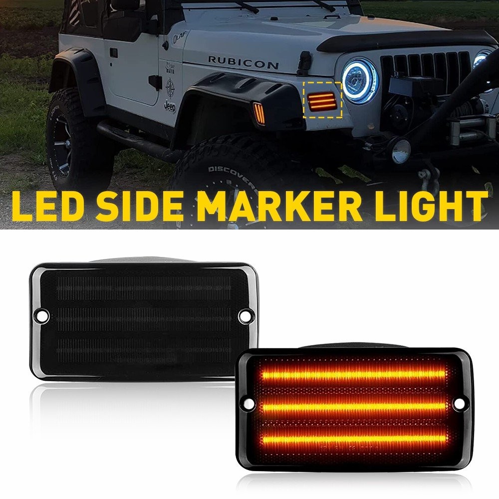 2pcs Smoked Len Amber LED Bumper Signal Light Fit For 97-06 Jeep Wrangler TJ EXD thumbnail 20