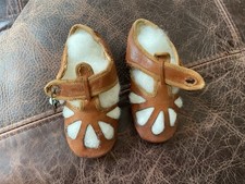 Antique Victorian Baby Shoes Toddler Leather Brown Sandal 4  