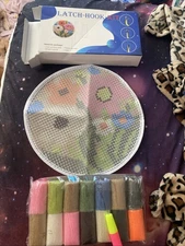 Latch Hook Kit 12” Round Flowers Floral New NIB Complete