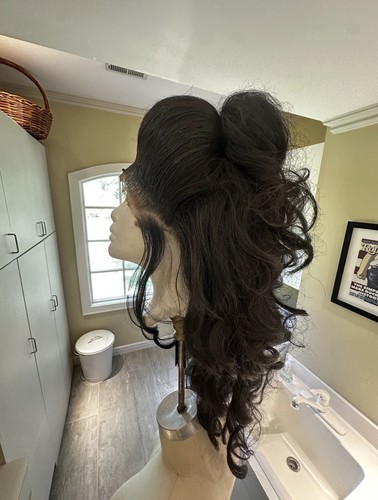 The Nanny Fran Fine Lace front Black Wig Costume