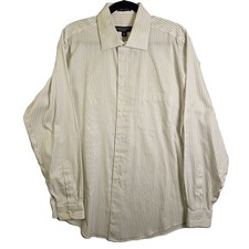 Pronto Uomo Couture Dress Shirt Men's Ivory Striped Cotton Non Iron Classic - 16