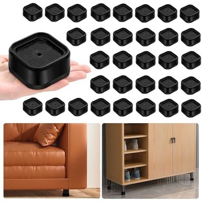  Furniture Risers Adjustable Bed Risers Heavy Duty Lifts Height 32 Pack Black