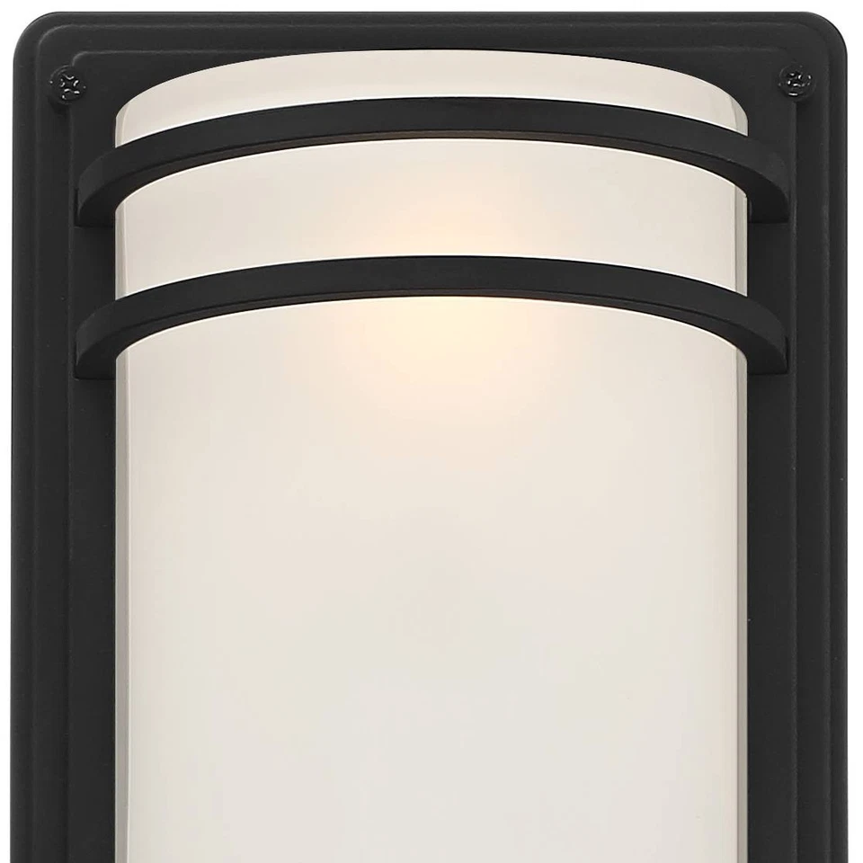 Habitat现代户外壁灯具黑色16英寸白色玻璃外部 — 第 3/4 张图片