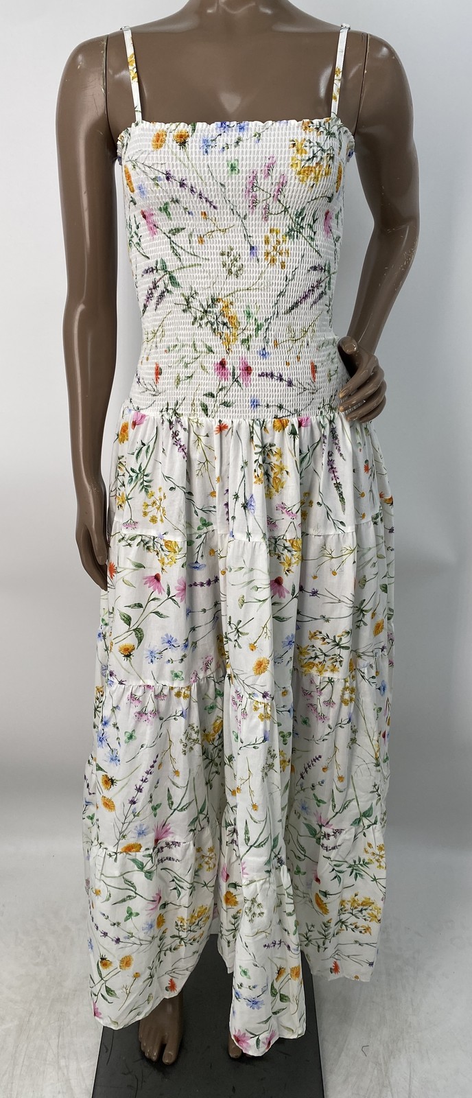 Peixoto Womens Midi Maxi Dress White/Multi Size S Clementine Wildflower Tiered