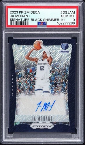 2023 Prizm Deca Ja Morant Signature Black Shimmer Auto (1/1) PSA 10