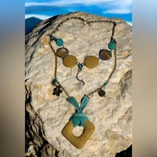 Elegant Turquoise and Lava Rock Necklace