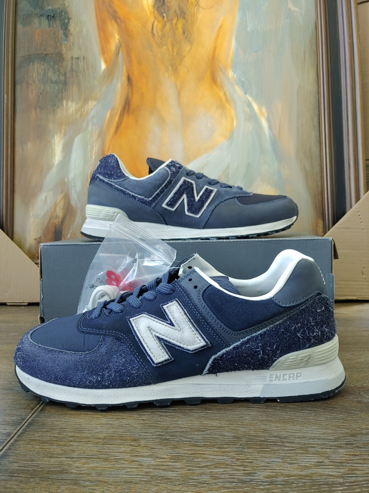 New Balance 574 Invincible Size 11 Navy Blue White Grey ML574 | eBay
