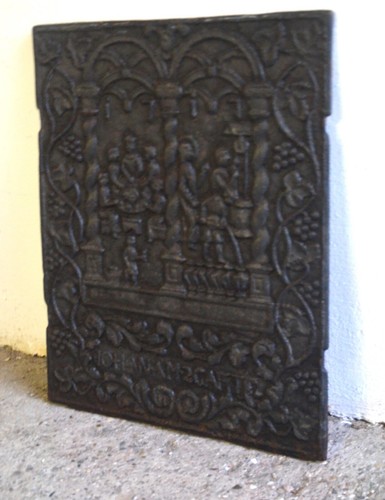 Antik Kaminplatte Ofenplatte Reliefbild Metallbild Gusseisen von 1717 (820) - Bild 3 von 7