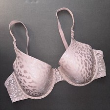 Maidenform Cheetah Print Underwire T-Shirt Bra One Fab Fit Lined Pink Taupe 40D