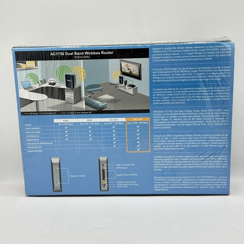 Trendnet TEW-812DRU AC1750 Dual Band Wireless Router New Sealed Gigabit USB 3.0 - Picture 3 of 3