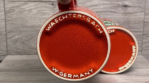 Waechtersbach Christmas Tree Mug Red Green Holiday Set of 2 West Germany - Picture 9 of 19