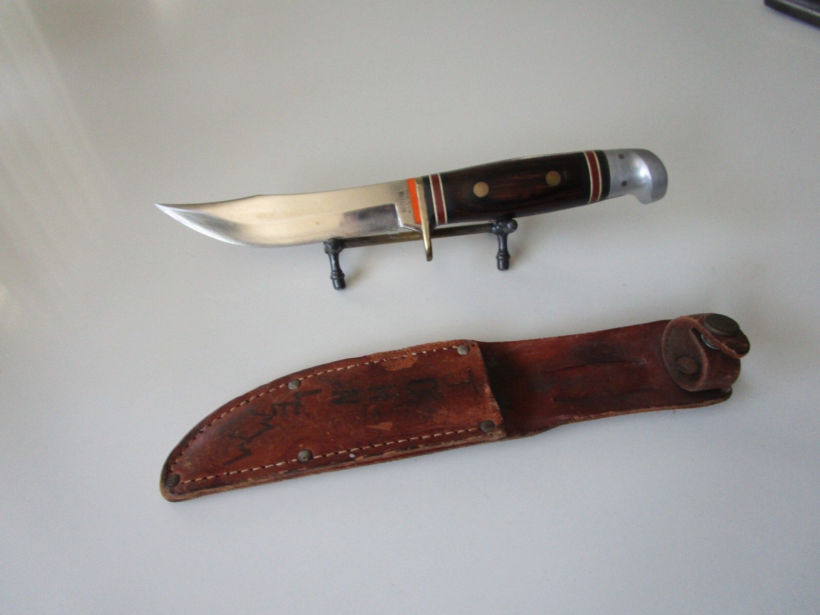 WESTERN W66 FIXED BLADE KNIFE WITH LEATHER SHEATH eBay
