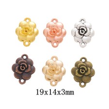 50pcs 19 14 3MM Alloy Charm Rose Floral connector Pendant Crafts h0807