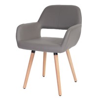 Esszimmerstuhl Dohna Ii, Retro Design, Kunstleder, Taupe-Grau, Stuhl Lehnstuhl