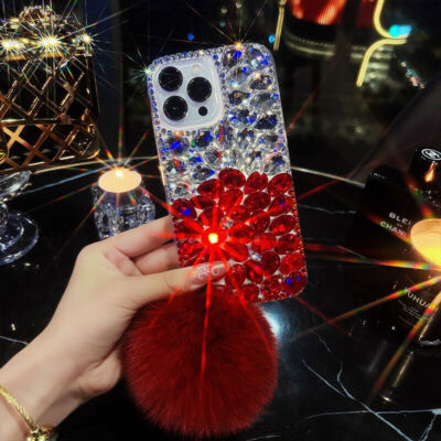For iPhone 17 Pro Max 16 15 14 13 12 Luxury Full Rhinestone Diamond Case w/Strap