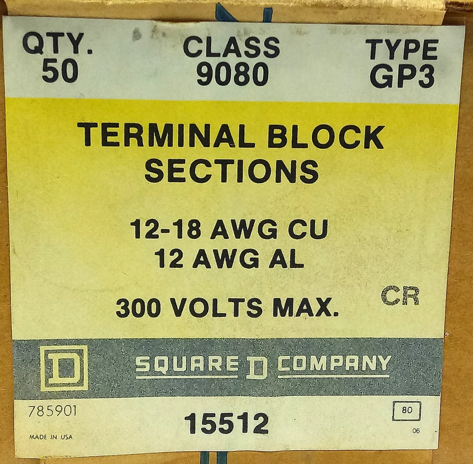 Square D 9080-GP3 300 V 12-18 AWG Terminal Block Sections - Image 3 of 3