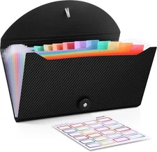 Nicecho Receipt Coupon Organizer, 13 Pockets Small Accordion File Black 