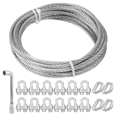 TooTaci 1/4 Zipline Cable,1/4 Aircraft Cable Kits, 5 Meters 7x19 Strands Stai...