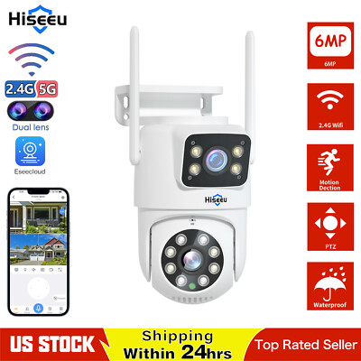 Hiseeu 3MP+3MP Dual Lens Wireless Wifi Security Camera Motion Detection 2.4G/5G